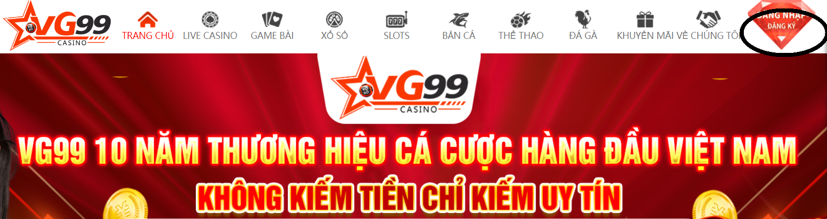 Đăng ký VG99 trên trang chủ chính thức